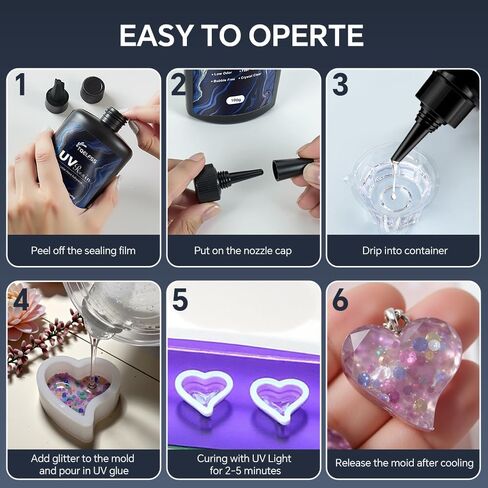 300g UV Resin,Crystal Clear,Hard UV Curing epoxy Resin, Upgraded Formula,odorless,Solar Activated Glue kit,Clear,UV Fast Curing,for Craft Decoration (100 g*3) in Saudi Arabia