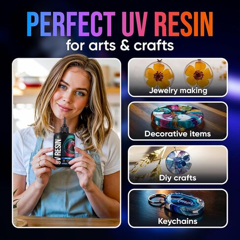 CRAFT RESIN 500g UV Resin Kit Hard Type Low Viscosity – Crystal Clear and No-Yellowing UV Resin Glue for DIY, Jewelry Making, Molds Casting and Polymer Clay Projects - Fast Cure Under UV Light in Kuwait