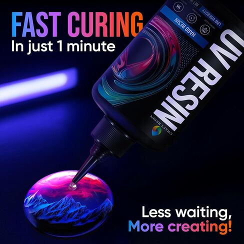 CRAFT RESIN 500g UV Resin Kit Hard Type Low Viscosity – Crystal Clear and No-Yellowing UV Resin Glue for DIY, Jewelry Making, Molds Casting and Polymer Clay Projects - Fast Cure Under UV Light in Kuwait