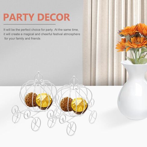 Vintage Decor Vintage Decor White Decor Pumpkin Candy Box Pumpkin Carriage Decorative Box Carriage Centerpiece for Wedding Birthday Party 2pcs Wedding Favor Boxes Wedding Decor Wedding Decor in Kuwait
