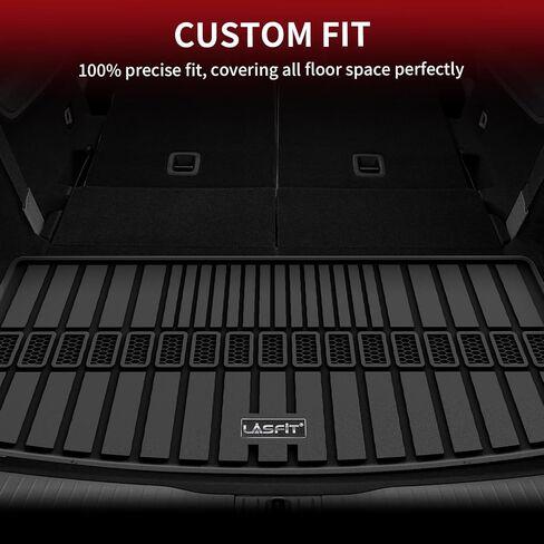 سجادة صندوق السيارة LASFIT لسيارة Jeep Wrangler JL 2018-2025 2026 ذات 4 أبواب مع مضخم صوت، سجادة شحن مناسبة لجميع الأحوال الجوية TPE مناسبة لنوع غاز الأرضية ذات التحميل المسطح، أسود (ليس لـ JK/ليس PHEV/ليس بابين) in Kuwait