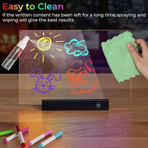 لوحة ملاحظات LED قابلة لإعادة الشحن مقاس 11.8 بوصة × 7.9 بوصة، وضعان و7 ألوان لوحة رسم LED قابلة للمسح الجاف من الأكريليك مع جهاز تحكم عن بعد، حامل، استخدام الغرفة/المنزل/المكتب، هدية عيد الميلاد/عيد الميلاد للأطفال/المراهقين/الأم (أبيض) in Kuwait