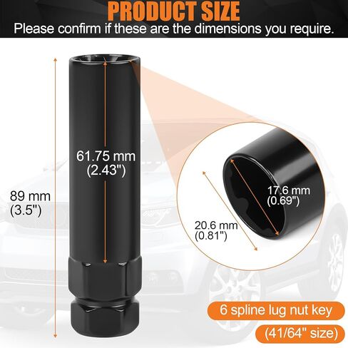 2-Piece 6 & 7 Spline Lug Nut Socket Set - Locking Lug Nut Removal Tool for Aftermarket Spline Drive | Easy Install/Removal of Wheel Locks, Universal for Car/Truck Wheel Maintenance in Saudi Arabia
