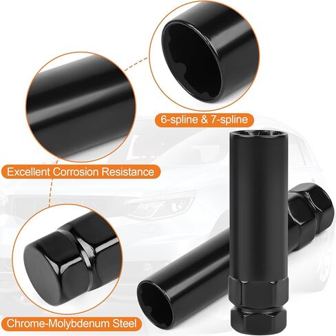 2-Piece 6 & 7 Spline Lug Nut Socket Set - Locking Lug Nut Removal Tool for Aftermarket Spline Drive | Easy Install/Removal of Wheel Locks, Universal for Car/Truck Wheel Maintenance in Saudi Arabia