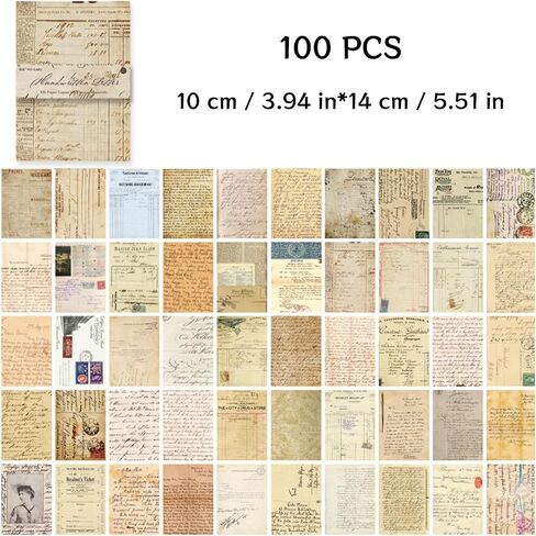 100 Sheets Vintage Scrapbook Paper,Newspapers Journaling Supplies Aesthetic Paper Room Decor for Writing, Drawing, Travel Journal Diary Card Album Embellishments,Style 5 in Saudi Arabia