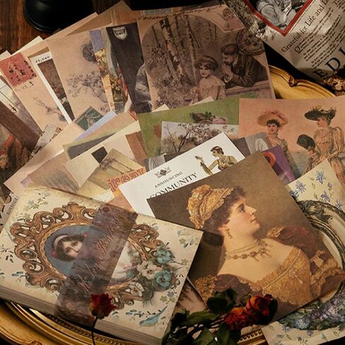 100 Sheets Vintage Scrapbook Paper,Newspapers Journaling Supplies Aesthetic Paper Room Decor for Writing, Drawing, Travel Journal Diary Card Album Embellishments,Style 5 in Saudi Arabia