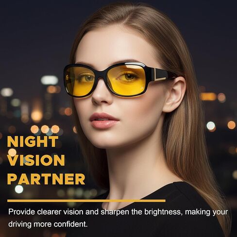 نظارات القيادة الليلية LVIOE للنساء مضادة للوهج تلتف حول نظارات الرؤية الليلية نظارات ليلية صفراء مستقطبة in Kuwait