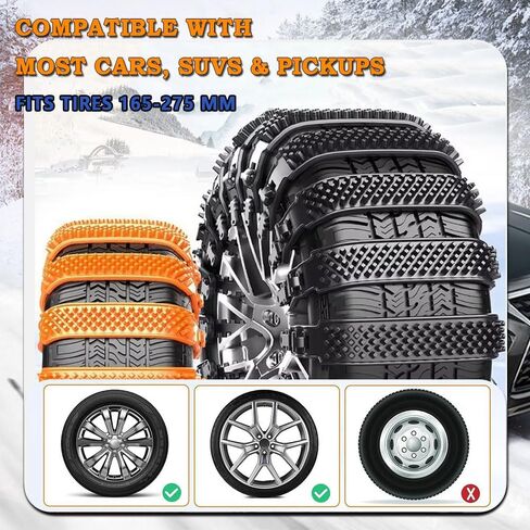 10PCS Snow Chains Tire Chains for Cadillac CT4-V CT5-V Escalade-V ATS-V CTS-V, Anti-Skid Snow Tire Chains, for Cars SUVs Trucks Reusable Winter Safety Chains for Snow Ice Mud,A Black in Saudi Arabia