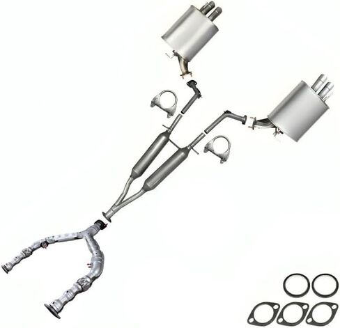 Exhaust Y-Pipe Resonator Pipe Pair of Mufflers Kit Compatible for 2009-2010 INFINITI M35 3.5L | Stainless Steel | Northeastern Exhaust | Free Gaskets and Clamps Included | Automotive Replacement Part in Saudi Arabia