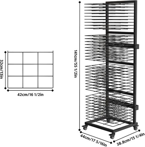 Art Drying Rack with 36 Shelves, Mobile Painting Drying Rack for Classroom, Studio, Wall Mount Canvas Rack Art Storage with 4 Wheels, 17 5/16" W X 15 1/4" D X 55 1/2" H in Saudi Arabia