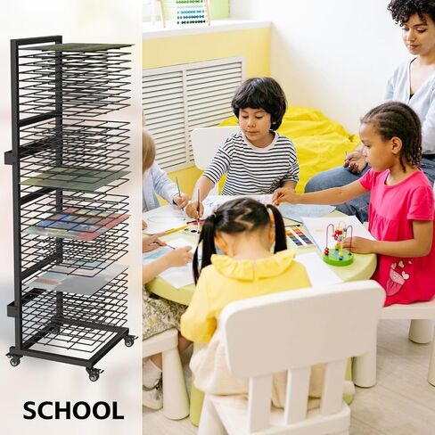 Art Drying Rack with 36 Shelves, Mobile Painting Drying Rack for Classroom, Studio, Wall Mount Canvas Rack Art Storage with 4 Wheels, 17 5/16" W X 15 1/4" D X 55 1/2" H in Saudi Arabia