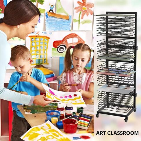 Art Drying Rack with 36 Shelves, Mobile Painting Drying Rack for Classroom, Studio, Wall Mount Canvas Rack Art Storage with 4 Wheels, 17 5/16" W X 15 1/4" D X 55 1/2" H in Saudi Arabia