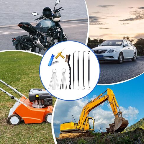 مجموعة تنظيف المكربن، 1 فرشاة ذات رأس واحد، 23 إبرة، 5 فرش من النايلون، 1 مكشطة و4 خطافات تنظيف للدراجات النارية، والمركبات الرباعية، والمناشير، والمحركات الصغيرة in Kuwait