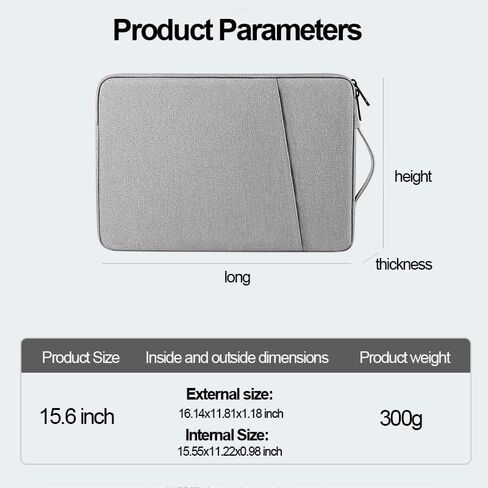 15.6In Laptop Case Sleeve, Protective Cover Bag with Accessories Pocket for 15-16In HP Asus Dell Lenovo Notebook in Saudi Arabia