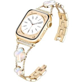 wipalor Clover Band for Apple Watch Bands 45mm 44mm 42mm 49mm for Women, Metal Dressy iWatch Bands Womens, Designer Woman Cute Strap for Apple Watch Band Series 9 SE 8 7 6 5 4 3 Ultra 2 1-Silver in Kuwait