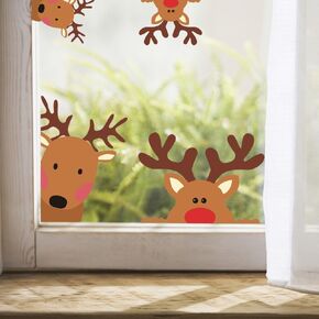 TOARTi Christmas Reindeer Wall Decal,Lovely Christmas Wall Sticker for Kids Room Decoration,Adorable Window Cling Decal,Christmas Home Decals (9 pcs) in Saudi Arabia