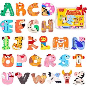 JoyCat Magnetic Letters and Numbers Fridge Magnets, Soft PVC Learning Refrigerator Toy Set for Kids & Toddlers, 26 Animal Alphabet Letters and 0-9 Numbers, Birthday Gift for Baby Boys and Girls in Kuwait