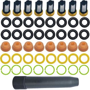 Fuel Injector O ring kit &cleaner kit with Removal Tool - Compatible with 0280150943 0280150955 0280150962 - Includes Injector Seals, Pintle Caps, Filter Baskets, Spacers [8 Sets] in Kuwait