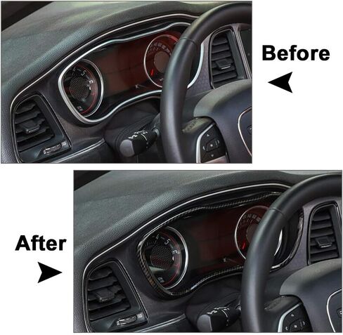 Cnthan7 لوحة القيادة أداة غطاء شريط الكسوة الملحقات الداخلية ل دودج تشالينجر 2015 2016 2017 2018 2019 ألياف الكربون in Kuwait