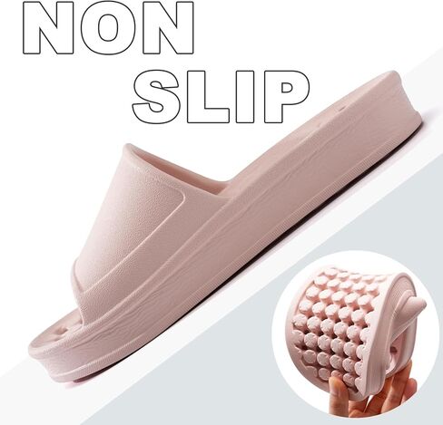 أحذية استحمام للنساء والرجال مع فتحات تصريف، صنادل تدليك منزلق ناعمة مبطنة ومضادة للانزلاق، أحذية حمام مريحة سميكة ونعل سميك، أحذية استحمام سريعة الجفاف للحمام والمنتجعات الصحية، أسود in Kuwait