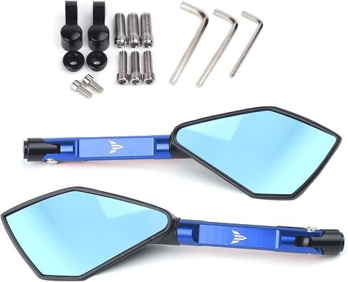 Universal Motorcycle mirror CNC side Rearview Blue Anti-glare Compatible with MT01 MT25 MT03 MT07 MT09 MT10(Blue Big-Mirror) in Saudi Arabia