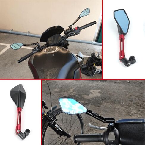 Universal Motorcycle mirror CNC side Rearview Blue Anti-glare Compatible with MT01 MT25 MT03 MT07 MT09 MT10(Blue Big-Mirror) in Saudi Arabia