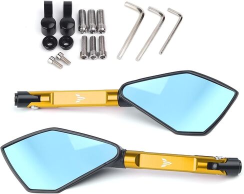 Universal Motorcycle mirror CNC side Rearview Blue Anti-glare Compatible with MT01 MT25 MT03 MT07 MT09 MT10(Blue Big-Mirror) in Saudi Arabia