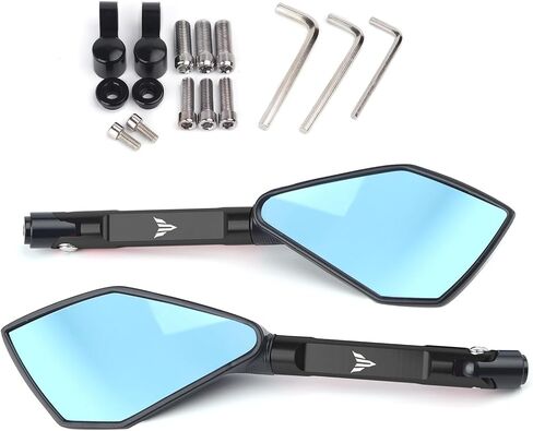 Universal Motorcycle mirror CNC side Rearview Blue Anti-glare Compatible with MT01 MT25 MT03 MT07 MT09 MT10(Blue Big-Mirror) in Saudi Arabia