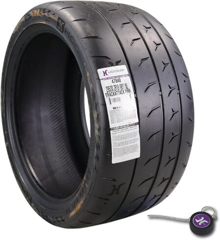 إطار السباق Hoosier TrackAttack Pro 295/30ZR18 103Y XL - إطار سيارة عالي الأداء مصمم للمضمار وسباق الشوارع مع سلسلة مفاتيح Hoosier مصنوعة في الولايات المتحدة الأمريكية (4 عبوات) in Kuwait