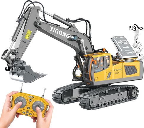 Remote Control Excavator Toy for Boys 4-7, RC Excavator 680-degree Turns with Metal Shovel Lights & Sounds and 2 Batteries,Construction Toys Best Birthday Gifts for Boys 6 7 8 9 10 11 Year Old in Saudi Arabia