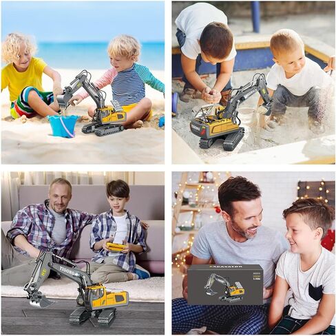 Remote Control Excavator Toy for Boys 4-7, RC Excavator 680-degree Turns with Metal Shovel Lights & Sounds and 2 Batteries,Construction Toys Best Birthday Gifts for Boys 6 7 8 9 10 11 Year Old in Saudi Arabia