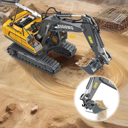 Remote Control Excavator Toy for Boys 4-7, RC Excavator 680-degree Turns with Metal Shovel Lights & Sounds and 2 Batteries,Construction Toys Best Birthday Gifts for Boys 6 7 8 9 10 11 Year Old in Saudi Arabia
