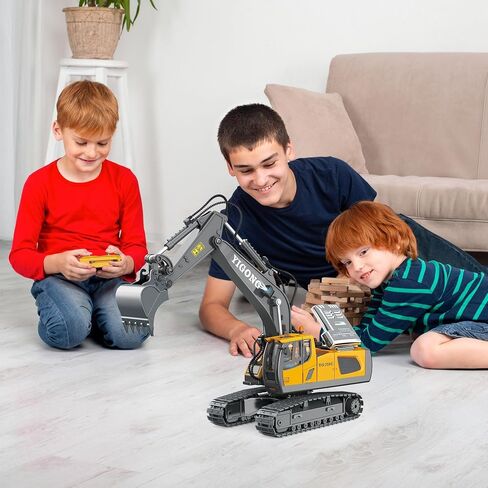 Remote Control Excavator Toy for Boys 4-7, RC Excavator 680-degree Turns with Metal Shovel Lights & Sounds and 2 Batteries,Construction Toys Best Birthday Gifts for Boys 6 7 8 9 10 11 Year Old in Saudi Arabia