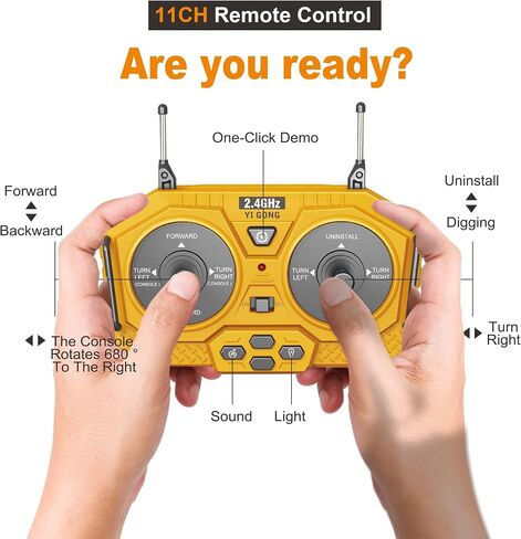 Remote Control Excavator Toy for Boys 4-7, RC Excavator 680-degree Turns with Metal Shovel Lights & Sounds and 2 Batteries,Construction Toys Best Birthday Gifts for Boys 6 7 8 9 10 11 Year Old in Saudi Arabia