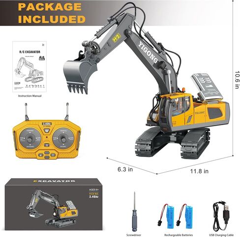 Remote Control Excavator Toy for Boys 4-7, RC Excavator 680-degree Turns with Metal Shovel Lights & Sounds and 2 Batteries,Construction Toys Best Birthday Gifts for Boys 6 7 8 9 10 11 Year Old in Saudi Arabia
