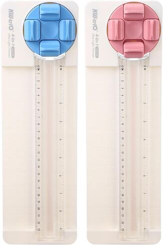 2 Pack 4-in-1 Paper Cutter - Pink & Blue, Multi-Function Scrapbooking Paper Trimmer with Straight, Wave, Perforated & Creasing Blades for Craft Postcards& Cardstock, Postcard, Scrapbook in Saudi Arabia