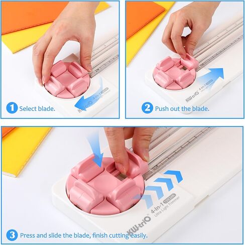 2 Pack 4-in-1 Paper Cutter - Pink & Blue, Multi-Function Scrapbooking Paper Trimmer with Straight, Wave, Perforated & Creasing Blades for Craft Postcards& Cardstock, Postcard, Scrapbook in Saudi Arabia