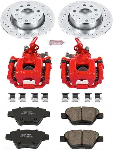 طقم فرامل أمامية وخلفية للشاحنة والسحب مع فرجار لسيارة Ford F-250 Super Duty 2009-2010 [نموذج محدد]، دوارات قرصية محفورة ومشقوقة + وسادات فرامل سيراميك من ألياف الكربون، KC5459-36 in Saudi Arabia