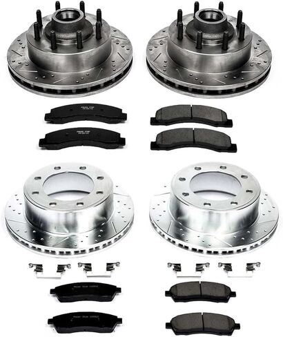 Power Stop K1892 Front and Rear Z23 Carbon Fiber Brake Pads with Drilled & Slotted Brake Rotors Kit For Ford F-250 Super Duty 1999-2001, Ford F-350 Super Duty 1999-2002 [Model Specific] in Saudi Arabia