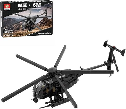 مجموعة مكعبات بناء نموذج طائرة هليكوبتر MH-6 ليتل بيرد، نموذج طائرة هليكوبتر عسكرية للبناء والعرض، مجموعة بناء طائرة عسكرية، هدية مثالية للطائرة للبالغين، 595 قطعة in Saudi Arabia