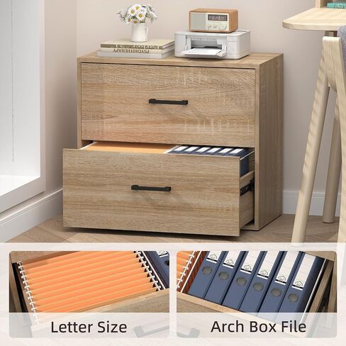 2 Drawer Lateral File Cabinet, Printer Stand Black Filing Cabinets for Home Office and School, Wood Rattan File Cabinet for Hanging Files/LetterSize, Black in Saudi Arabia