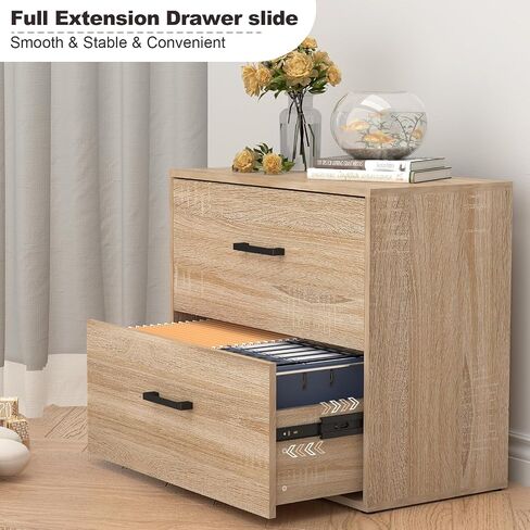 2 Drawer Lateral File Cabinet, Printer Stand Black Filing Cabinets for Home Office and School, Wood Rattan File Cabinet for Hanging Files/LetterSize, Black in Saudi Arabia