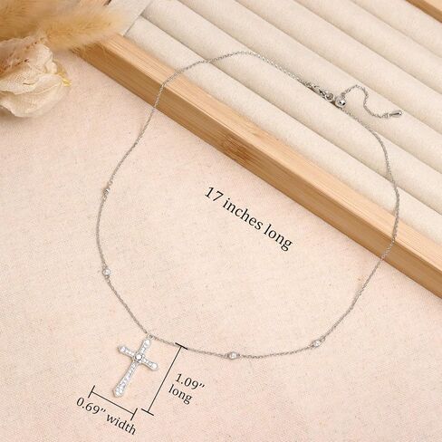 Agriajun الصليب قلادة قلادة للنساء الفتيات - القوطية الكاثوليكية المسيحية زي الصليب المجوهرات - حساسة لذيذ مكعب زركونيا حجر الراين الفولاذ المقاوم للصدأ سلسلة هيبوالرجينيك هدية عيد الميلاد in Kuwait