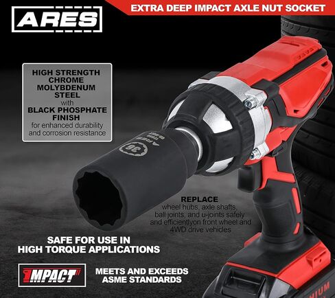 ARES 12062-4-Piece Axle Nut Socket Set - 30mm, 32mm, 34mm, and 36mm Axle Nut Sockets - 12 Point Sockets - Extra Deep 1/2-Inch Drive Impact Socket for Easy Removal of Axle Shaft Nuts in Saudi Arabia