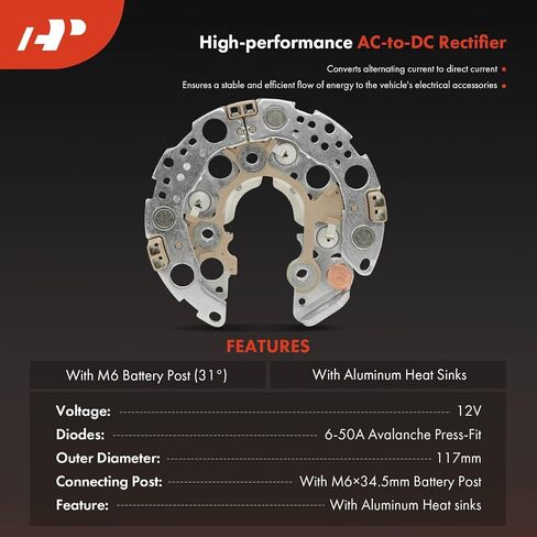 مقوم المولد A-Premium متوافق مع Honda CR-V 2007-2011، Civic 2006-2011، Accord 2003-2007، Element 2003-2011 & Acura TSX 2004-2008، CSX 2006-2008، 2.0L 2.4L، 6-50A Avalanche الثنائيات in Kuwait