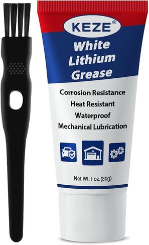 Keze White Lithium Grease Tube Automotive Grasa De Litio Car Door Grease with Brush NLGI 2 Rust Corrosion Waterproof for Hinges, Bearings, Gears, Bike and Garage Doors, Sliding Track,1oz-1 Pack in Saudi Arabia