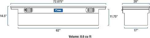 صندوق أدوات الشاحنة UWS TBS-72-LP-PH من الألومنيوم مقاس 72 بوصة مع مظهر منخفض ومقابض سحب (شحن LTL فقط) in Kuwait