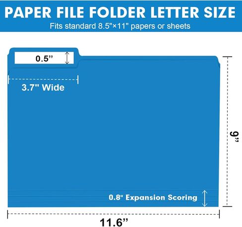 File Folder, RAZCC Colored File Folders, 1/3 Cut Tab File Folder Letter Size, Filing Folders with Tabs for Office School Business Use, Assorted 10 Colors (150 Pack) in Saudi Arabia