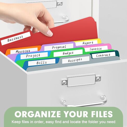 File Folder, RAZCC Colored File Folders, 1/3 Cut Tab File Folder Letter Size, Filing Folders with Tabs for Office School Business Use, Assorted 10 Colors (150 Pack) in Saudi Arabia