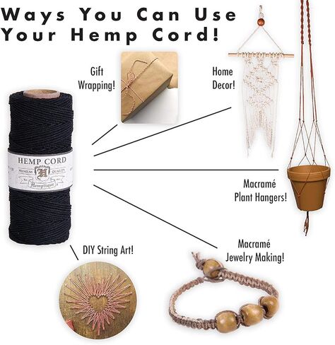 Hemptique 100% Hemp Cord Spool - 62.5 Meter Hemp String - Made with Love - No. 20 ~ 1mm Cord Thread for Jewelry Making, Macrame, Scrapbooking, DIY, & More - Variegated Rainbow in Kuwait